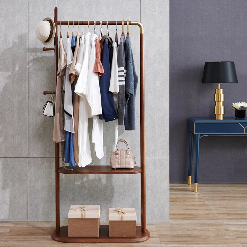 

Hanger Clothes Rack Stand Boutique Shelves Space Saving Clothes Rack Stand Wooden Perchero De Pie Furniture Living Room LSL15XP