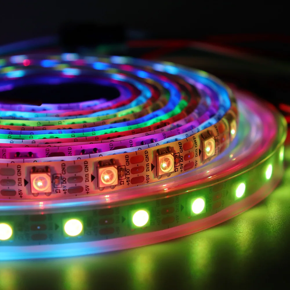 WS2812B WS2811 WS2813 WS2815 30/60/144픽셀/led/m 5050 RGB LED 스트립 WS2812 개별적으로 주소 지정이 가능한 테이프 조명 DC5V DC12V