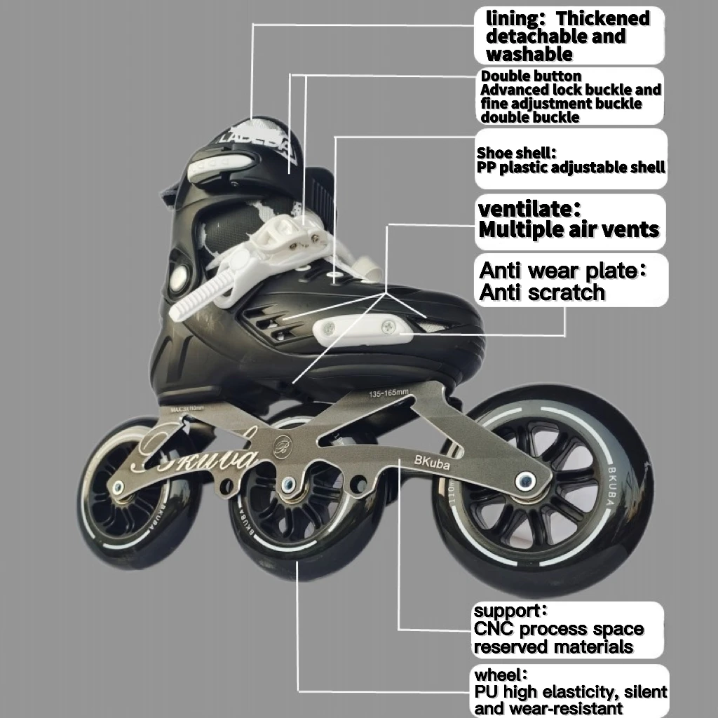 Adult children's professional beginner speed skates Dual purpose roller skates Racing Ice skate Adjustable size big three wheels - Image 5