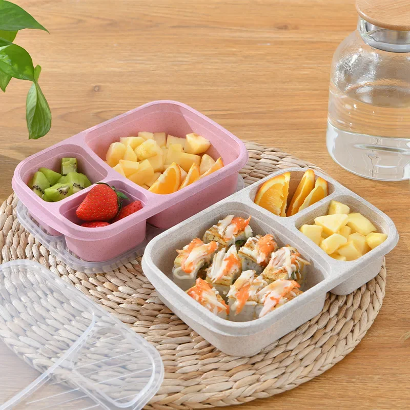 Wheat Straw Divided Snack Containers, Japanese Style Lunch Box, Portable  Microwave Oven Square Divided Fast Food Box, Picnic Camping Food Fruit  Container, For Back To School, School Supplies And Classroom, Kitchen  Acccessories 