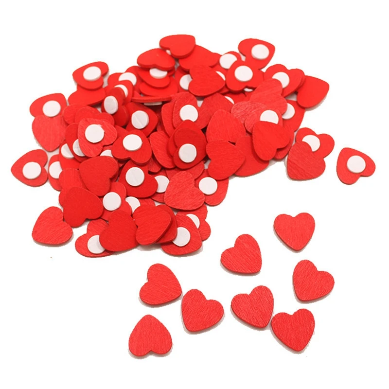 200Pcs Wooden Heart Stickers Room Decor Stickers Heart Shape Self Adhesive For Weeding Valentine's Day