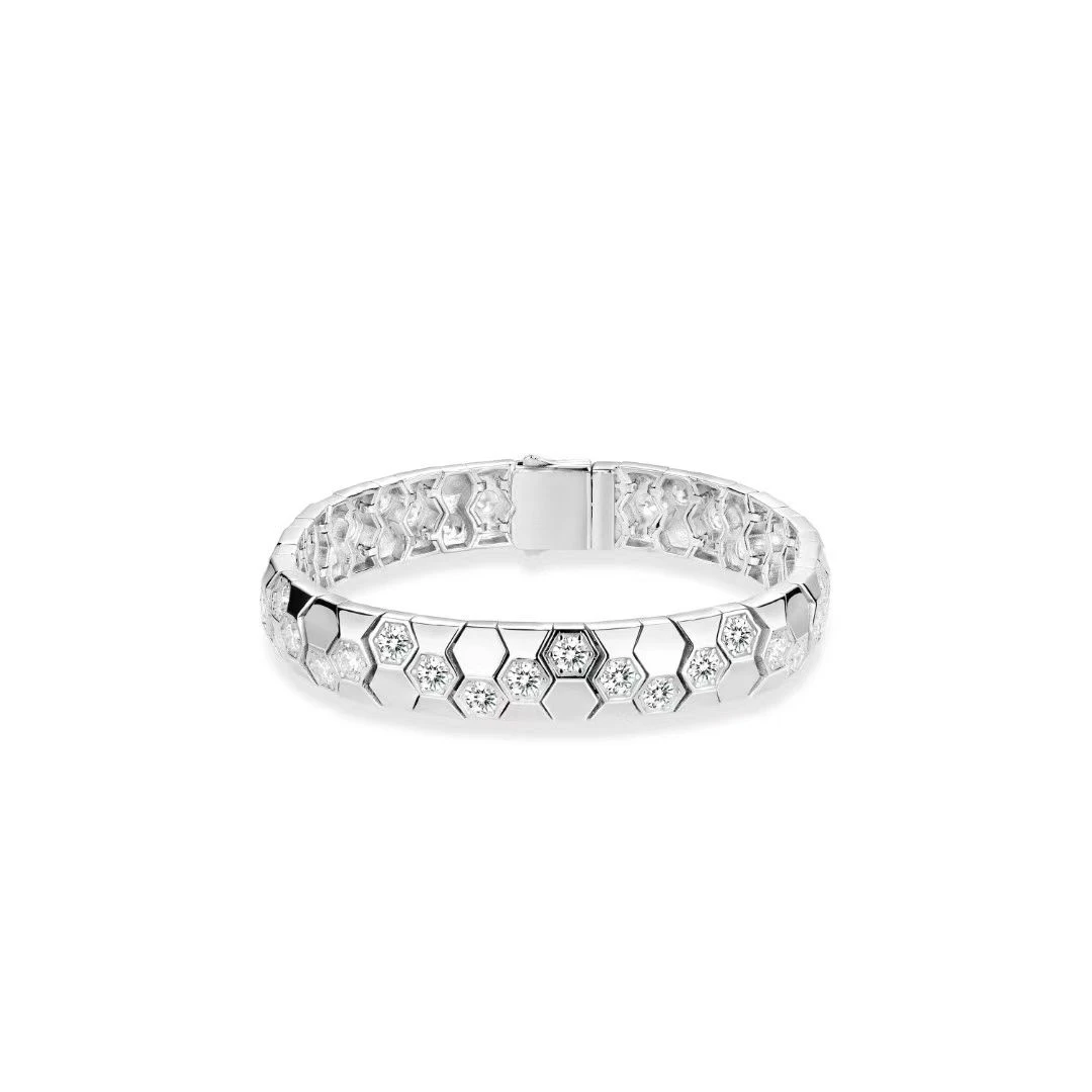 Fine Jewelry 925 Sterling Silver Plated 18k Gold Snake Pattern Honeycomb Bracelet Bangle for Women