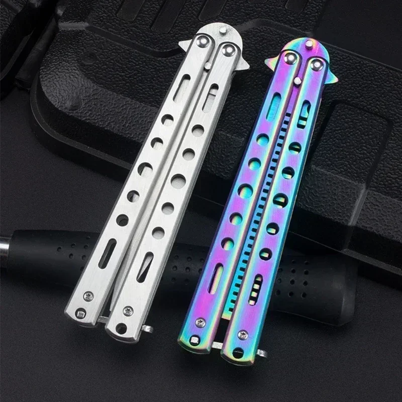 Hair Styling Tool Foldable Comb Stainless Steel Practice Training Butterfly Knife Comb Beard Moustache Brushe Salon