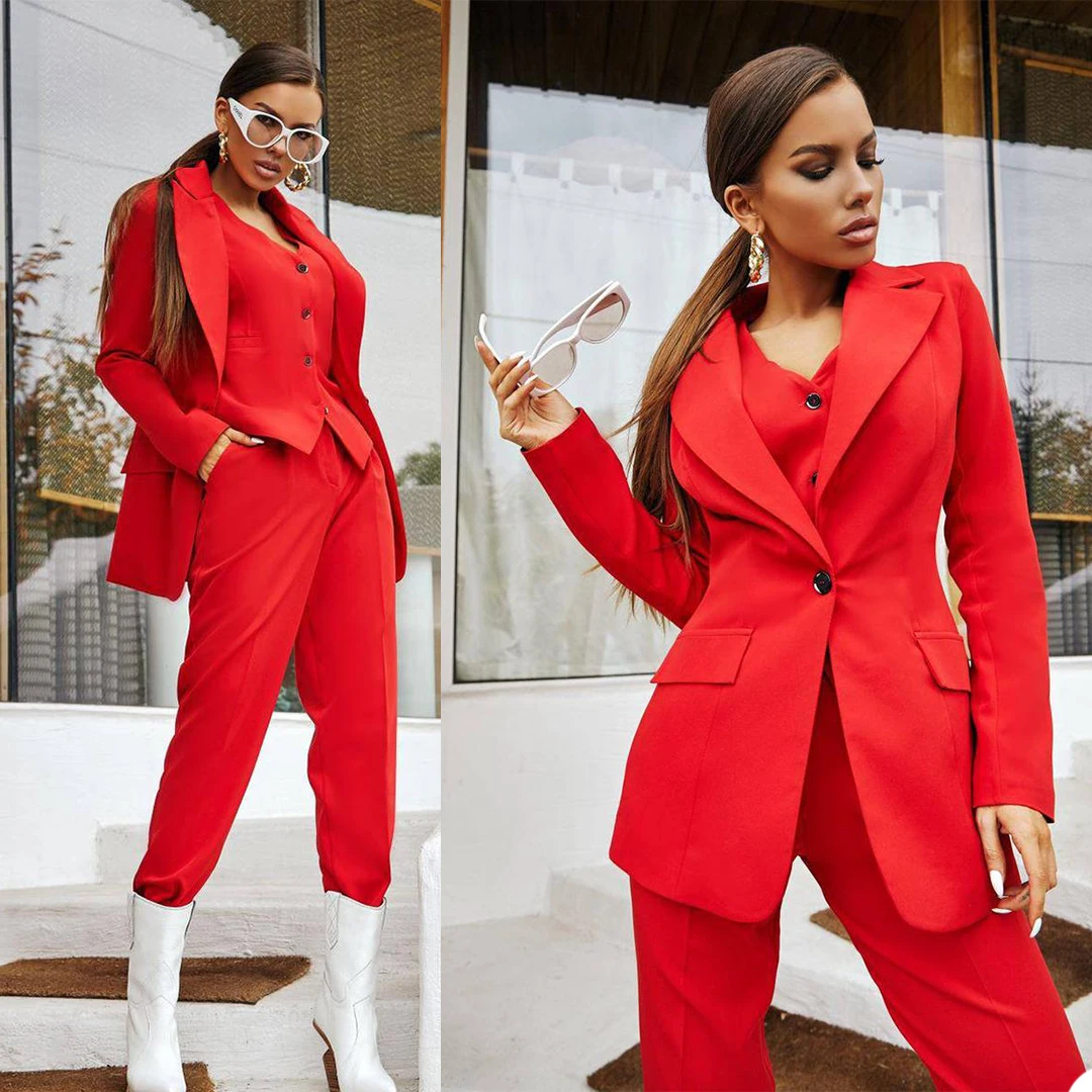 

Spring 3 Pieces Mother of the Bride Dresses Peaked Lapel One Button Blazer Elegant Prom Party Suits Custom Made