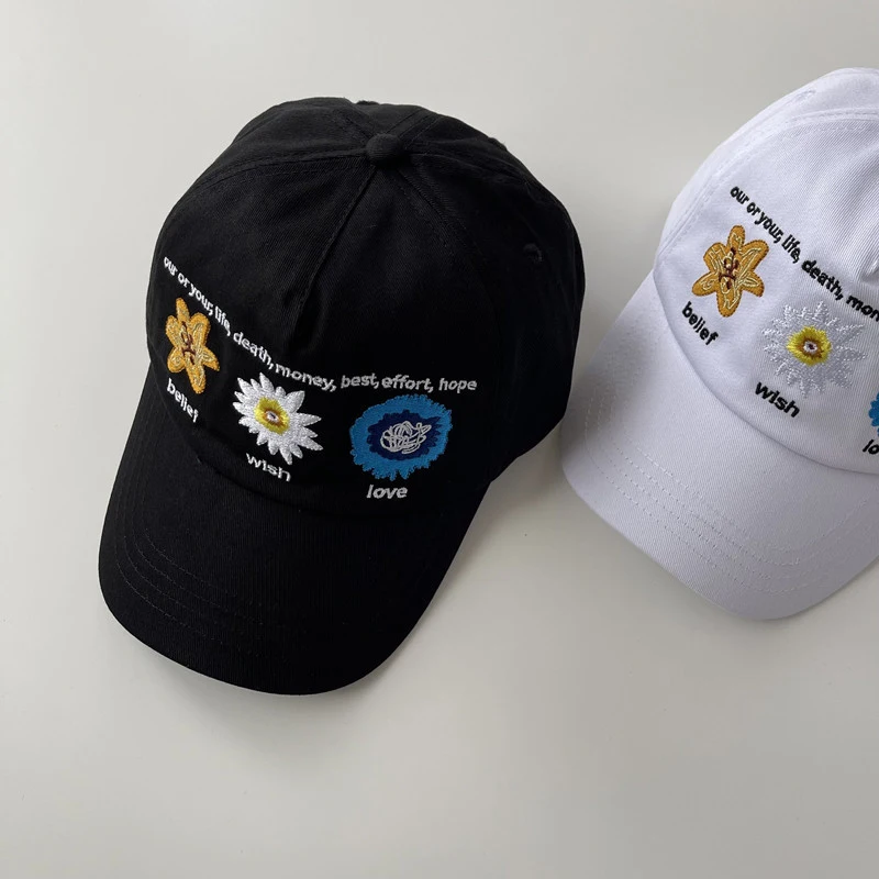 

2023 New Ladies Duck Tongue Hat Ins Solid Color Flower Letter Embroidery Hat Breathable Sun Protection Sunshade Men Baseball Cap