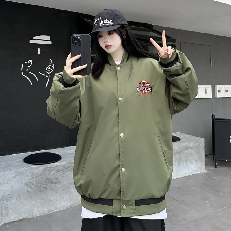 American Loose Embroidered Oversize Baseball Coat Women's 2023 Autumn New Premium Versatile Bomber Jacket