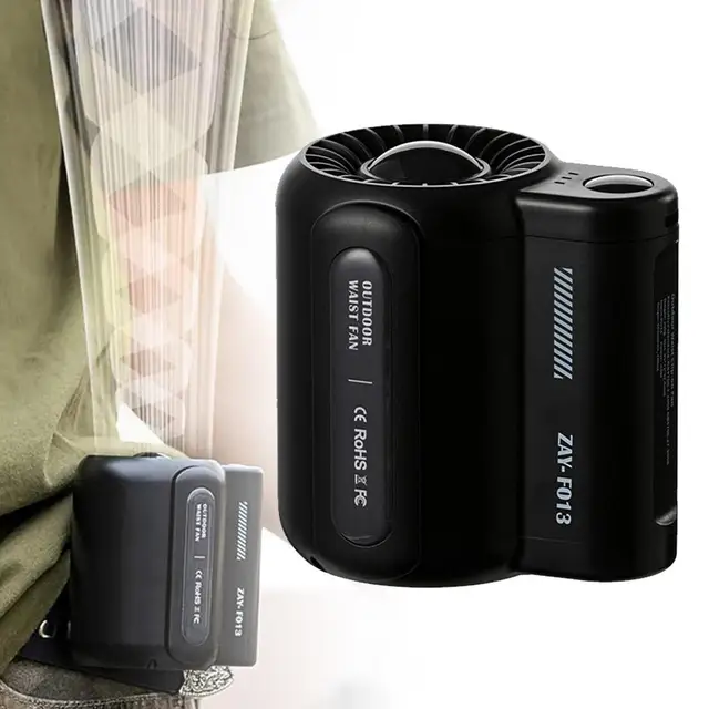 Portable Outdoor Waist and Neck Fan with 3-Speed USB Handheld and Belt Clip