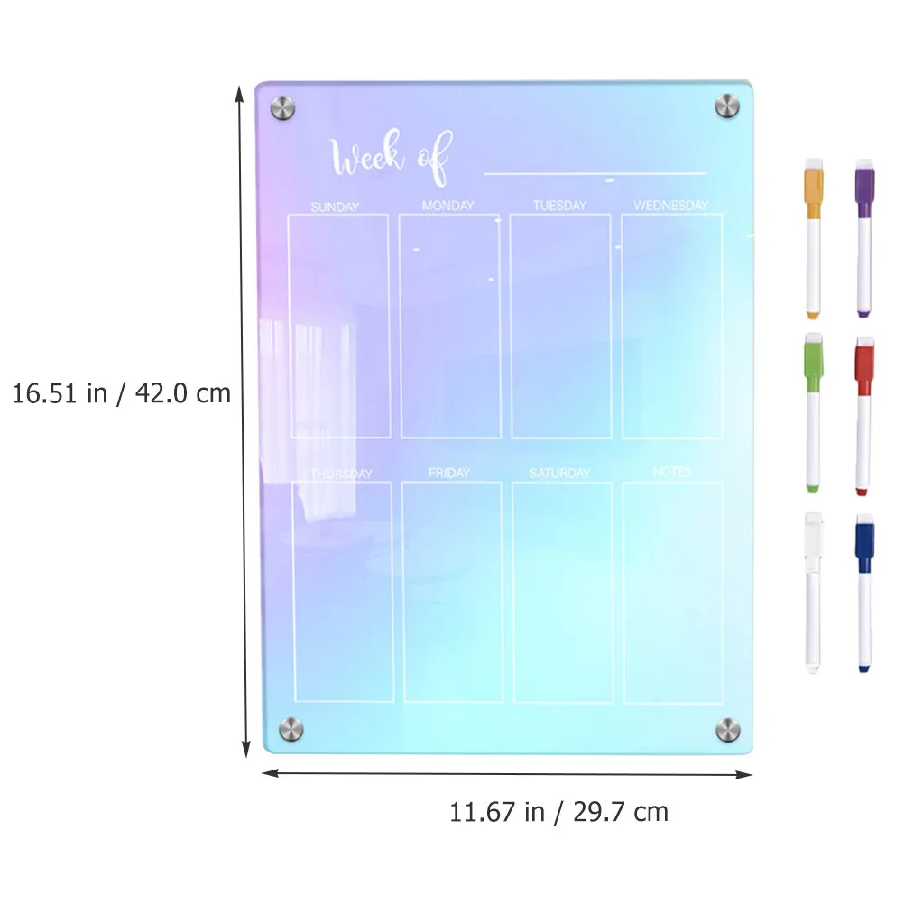 1세트 자석 냉장고 화이트보드 아크릴 드라이 이레이즈 보드 주간 플래너 일일 일정표 투명 냉장고 보드