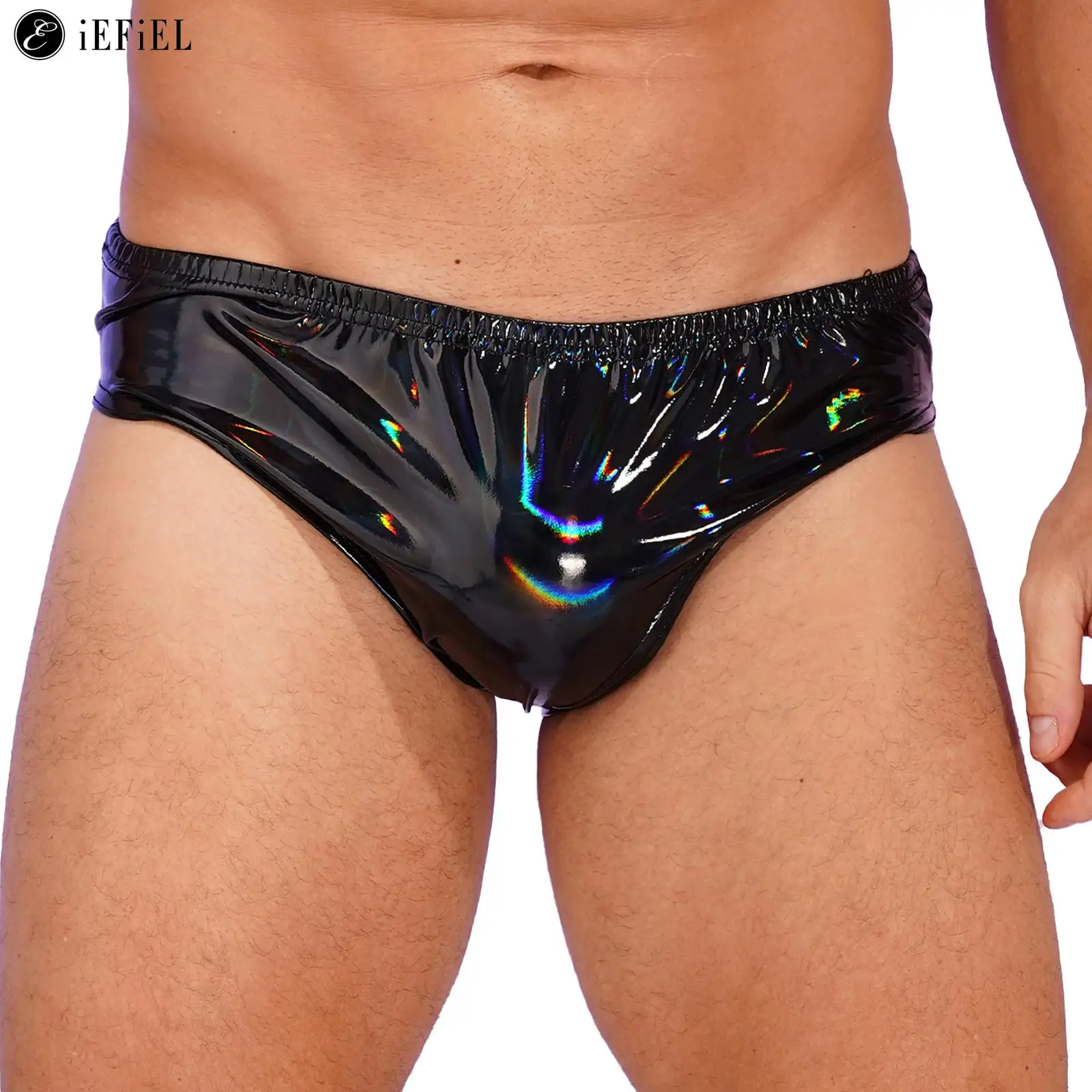 

Men Wet Look Patent Leather Briefs Bikini Underwear Beach Underpants Rave Bottoms Nightclub Pole Dancing Performance Clubwear