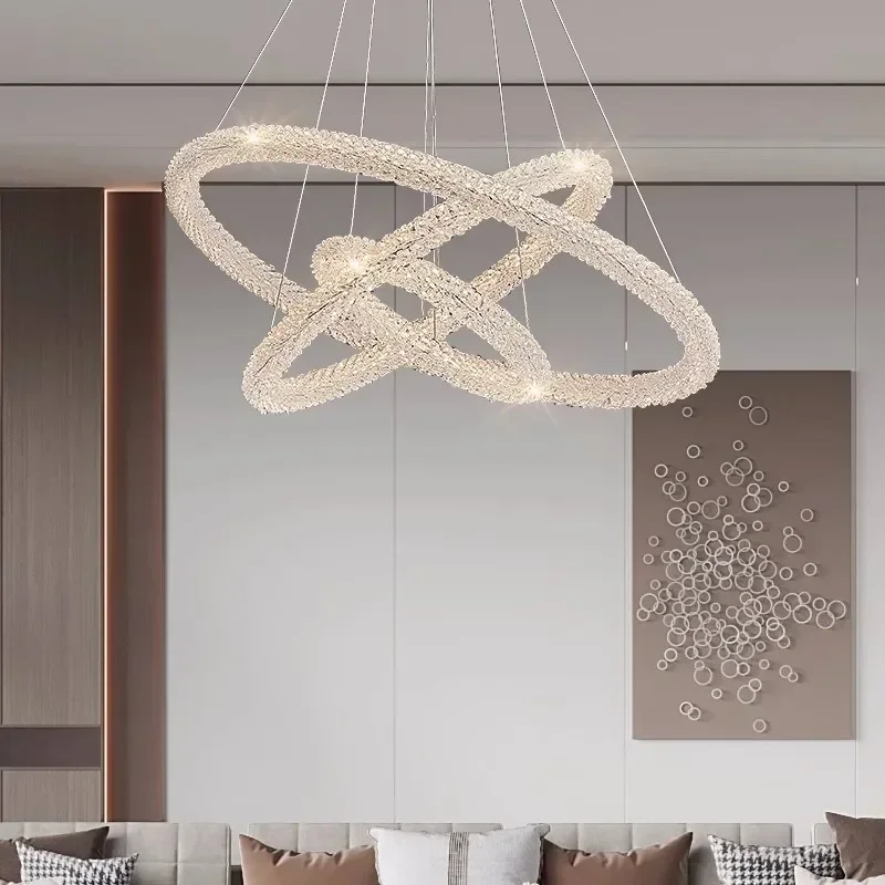 침실 럭셔리 K9 크리스탈 펜던트 조명, 모던 조광 샹들리에, 걸이식 램프, 광택 LED 루미나리아, 홈 데코, 램프 고정 장치