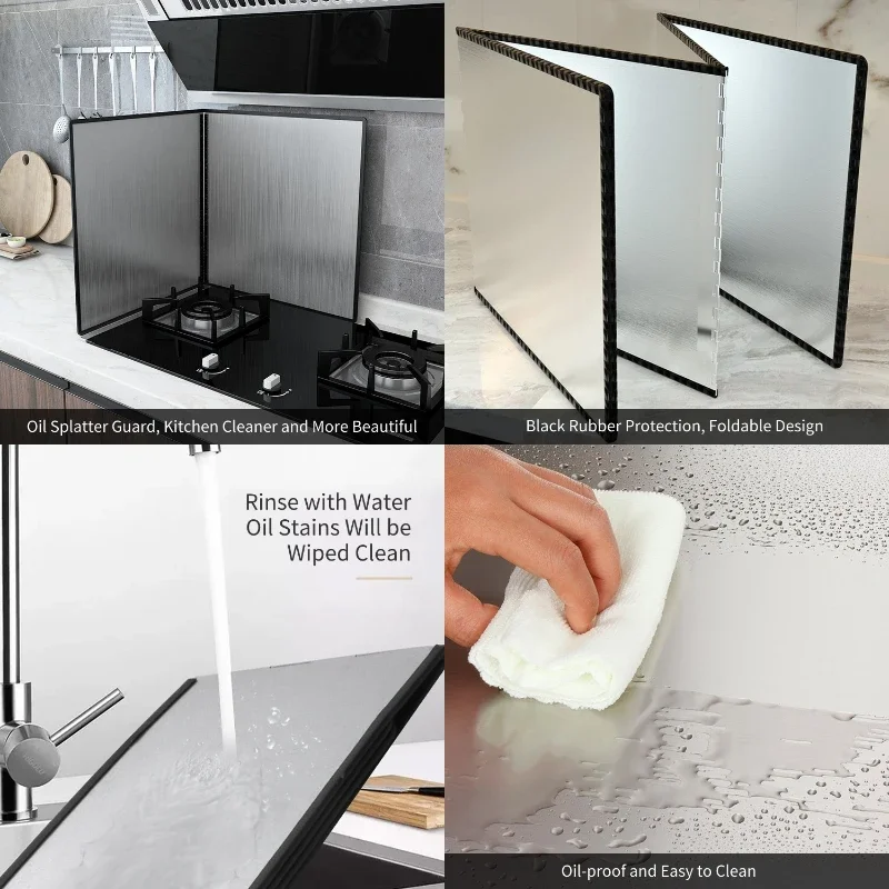 Kitchen Grease Splatter Guard for Frying, Stainless Steel Stove Splash Guard Cooking, Splatter Screen Sink Shield for Stove Top