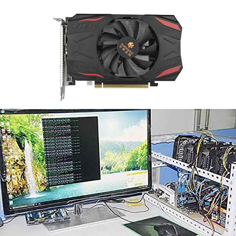 good pc graphics card HOT-HUANANZHI Graphics Card GTX1050TI 4GB 128Bit GDDR5 1291Mhz 7680X4320 DVI VGA HDMI-Compatible PCIE16X Computer Game Graphics graphics card for pc