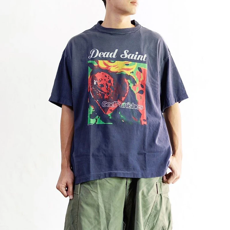 Tシャツ・カットソー Luxury Street Wear washed vintage garish blue mzs unisexual Luxury Street Wear washed vintage smoke child unisexual (T