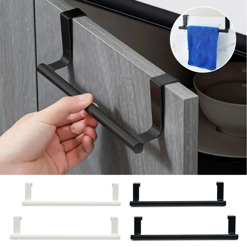 Stainless Steel Towel Rack Bathroom Towel Holder Stand Kitchen Cabinet Door Hanging Organizer Shelf Wall Mounted Bar