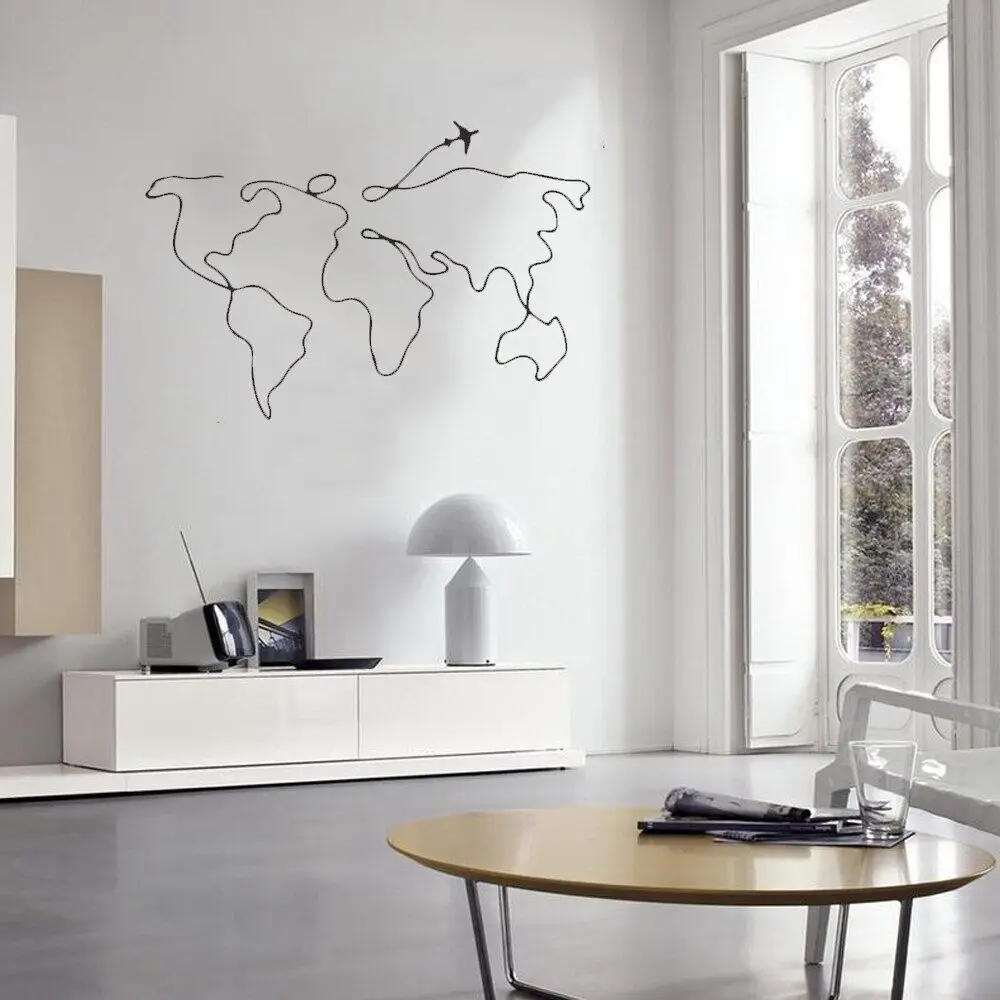 Карта мира, настенная наклейка, карта, дом Decoe, художественные фрески для гостиной Виниловые наклейки украшения Ov547