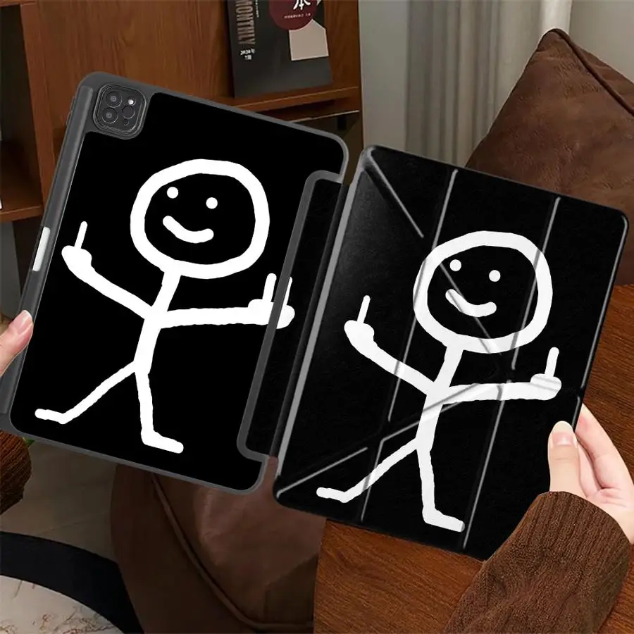 Whimsical Finger Stick Figures Tablet Case - Cartoon Art Design