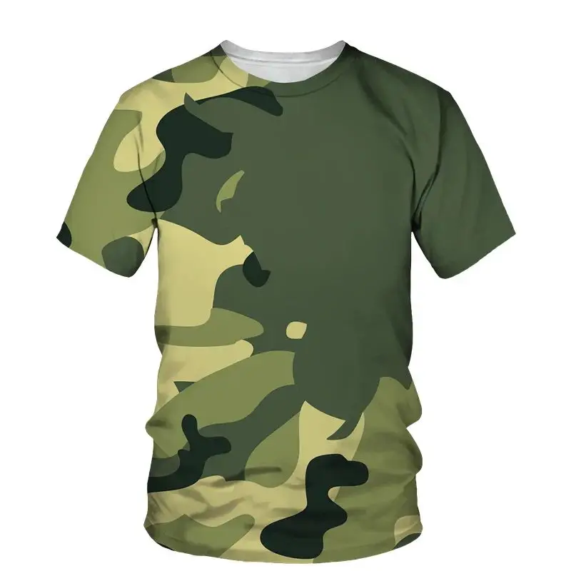 

Summer Men Camo Tough Casual Outdoor Sports Clothing 3d Printed T-Shirt Jungle O Collar Short Sleeve Loose Street Plus Size Top