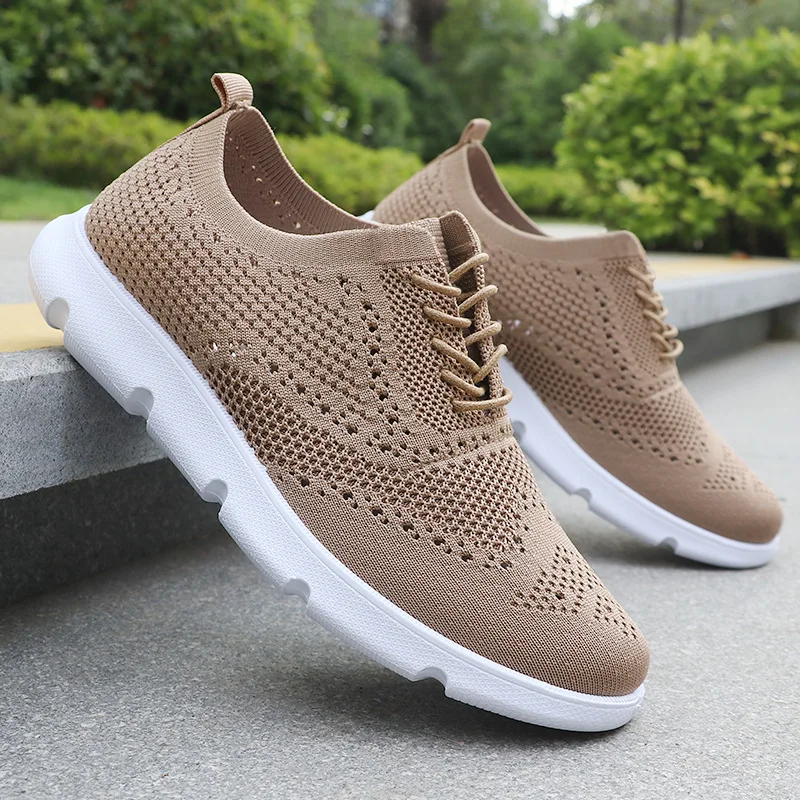 Summer New Lightweight Lace up Casual Men's Shoes Breathable Mesh Lefu Shoes Men's Sports Driving and Walking Shoes