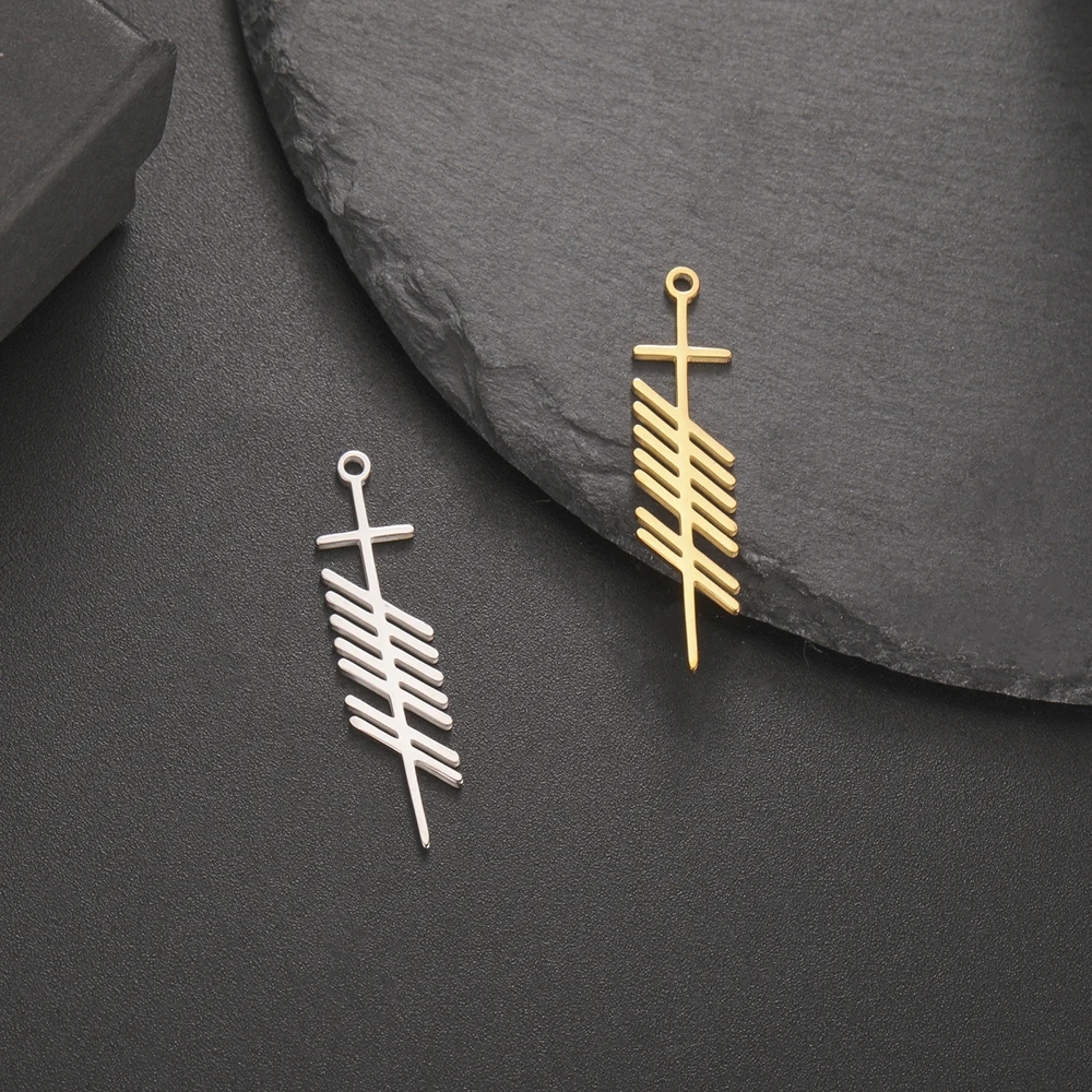 Dawapara Antiker Irischer Ogham-Anhänger für Schmuckherstellung Baum-Alphabet Nordische Accessoires Edelstahl – Detail 10