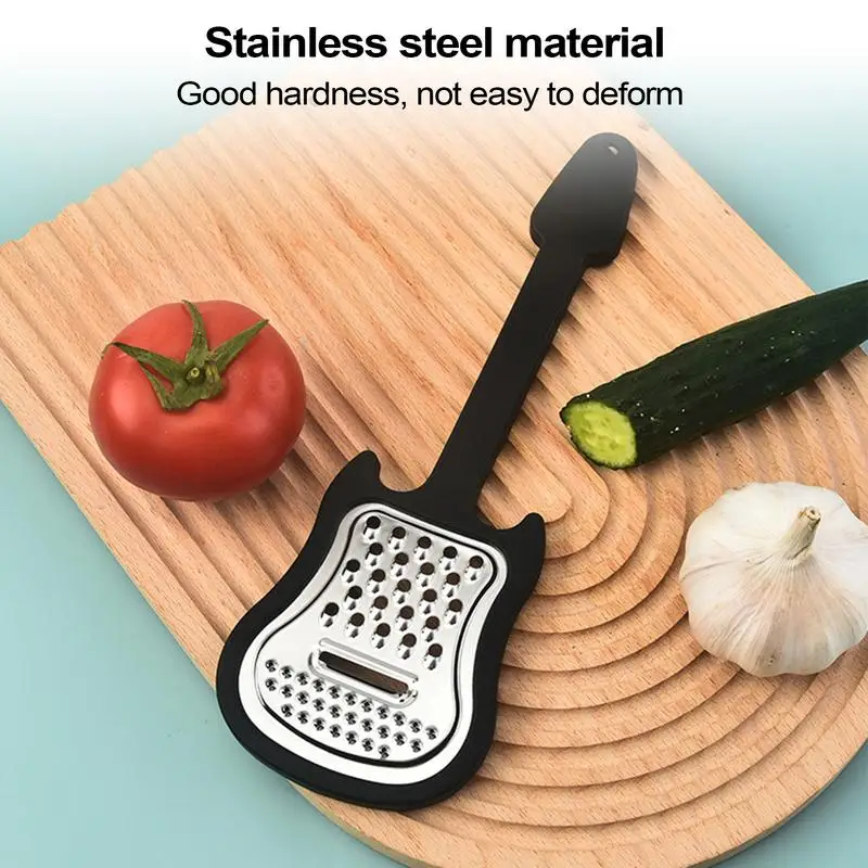 1pc Cheese Grater Stainless Steel Multifunctional Guitar Cheese Grater Plastic Handle Hard Parmesan Soft