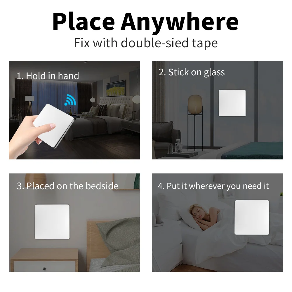 Wireless Light Switch Smart Wireless Switches 1/2gang No Battery Required Waterproof Panel Push Button Wall Light Switch APP Remote Control Switch Set