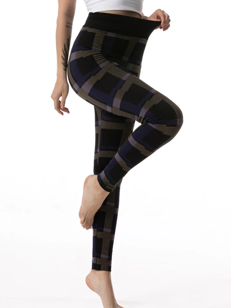 CHSDCSI Sports Pants Sexy Leggins High Waist Plaid Printed Women Leggings Workout Running Push Up Trousers Elastic Fitness Gym aerie crossover leggings Leggings