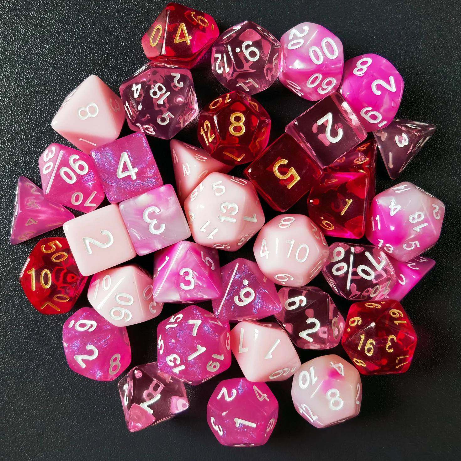 Bescon Polyhedral RPG Dice Full 35pcs Blossom Set, DND Role Playing Game Dice 5X7pcs 2