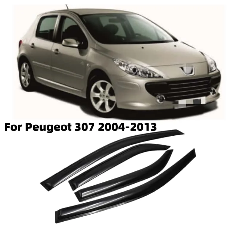 For Peugeot 307 2004-2013 Cars Accessories Window Visors Rain Sun Guard Vent Wind Deflector Weathershield Slim Moulding Trim car window visor car window deflectors