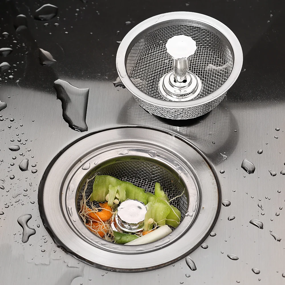 Stainless Steel Sink Filter Screen Kitchen Bathroom Supplies Sewer Anti-clogging Filter Drainage Port Floor Drain Home Gadget