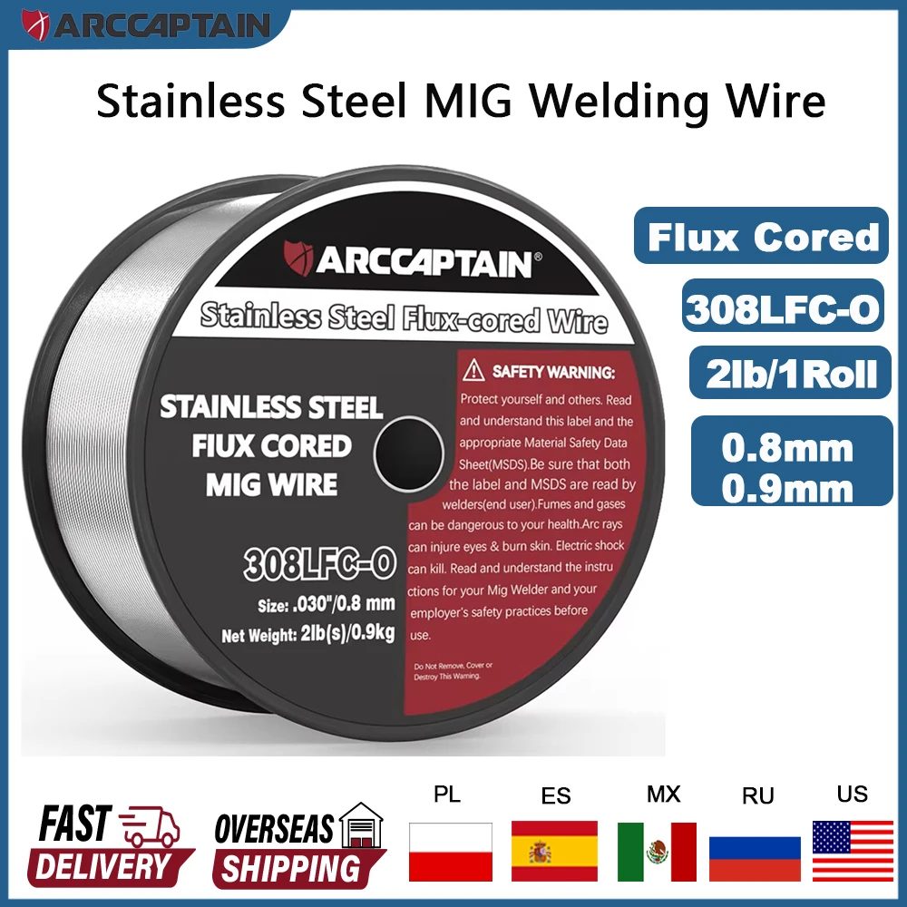Stainless Steel Flux Cored Wire 308LFC-O 0.8 0.9mm 1 Roll 2 Pounds MIG Welding Wires Flux Cored Welding Machine Wires welding wires