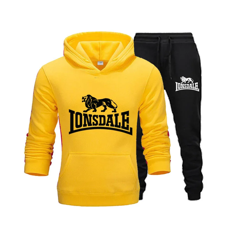 2023 Men's Autumn Winter New Lonsdale Sports Hoodies Tracksuit Men Casual Suit Man Brand Sports Hoodie Trousers Two-piece Sets men s women hoodies trousers outfits sweatshirts sweatpants autumn winter fleece sportswear pants sets goldwing sign tracksuits