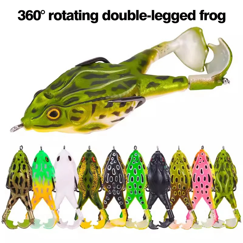 Silicone Frog Fishing Lure 13g/16g Double Propeller Legs Soft Frog Bait for Pike Bass Artificial Frog Bait Topwater Wobblers