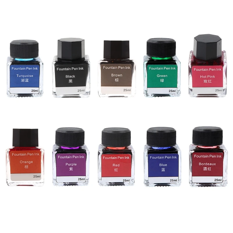 

G5AA Colorful Non-carbon Ink for Dip Fountain Pen Calligraphy Writing Painting Graffiti School Office Stationery