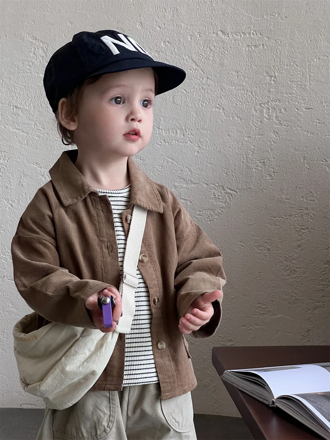 Summer New Baby Long Sleeve Coat Solid Color Kids Boys Lapel Jacket Fashion Infant Girl Casual Coat Toddler Clothes