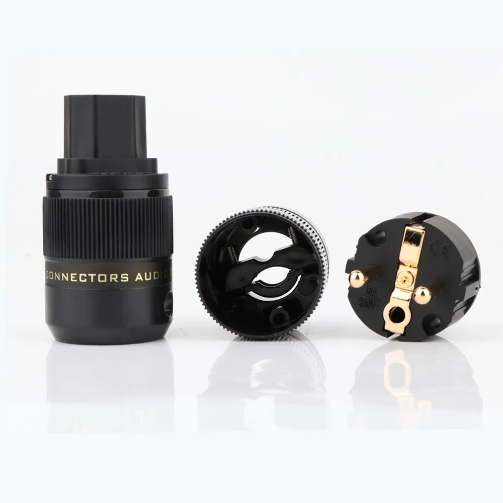 Spina Di Alimentazione USA Maschio Placcata Oro 24k - Nera, Con Connettore IEC Per Cavi Audio Hifi - Foto 2