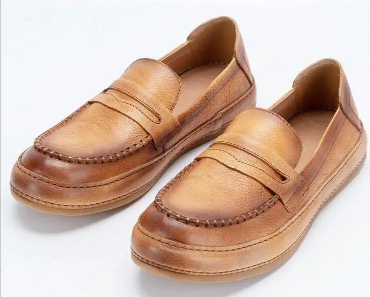 

New arrival Handmade Loafers en Shoes Genuine leather Round toe short Shoes Slip on Casual shoes for men