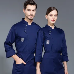 Chef Uniform Men's Long-Sleeved Catering Restaurant Kitchen Clothes Autumn and Winter Cake Pastry Baker Workwear Women