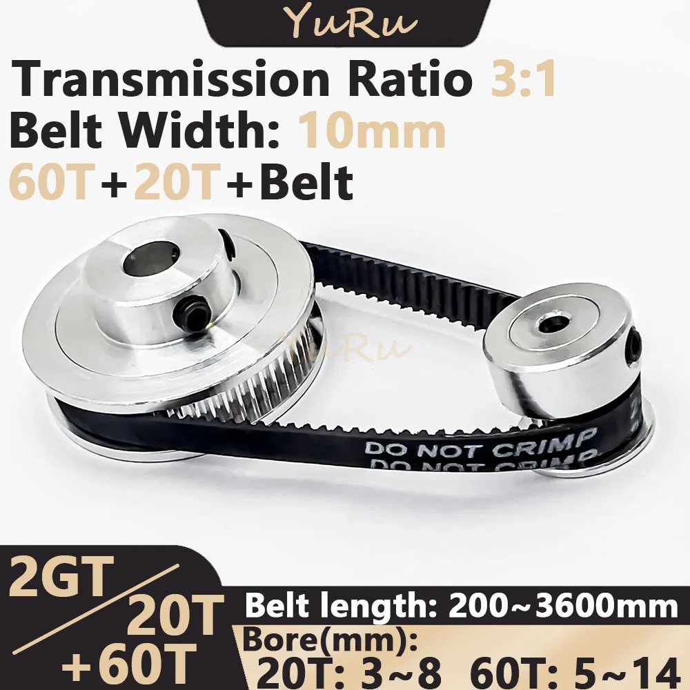Conjunto de Correia Dentada Roda Tensora Peças Síncronas de Impressora 3d Gt2 2m 20 60teeth 2gt 20t 60t Diâmetro 314 mm Largura 10 mm