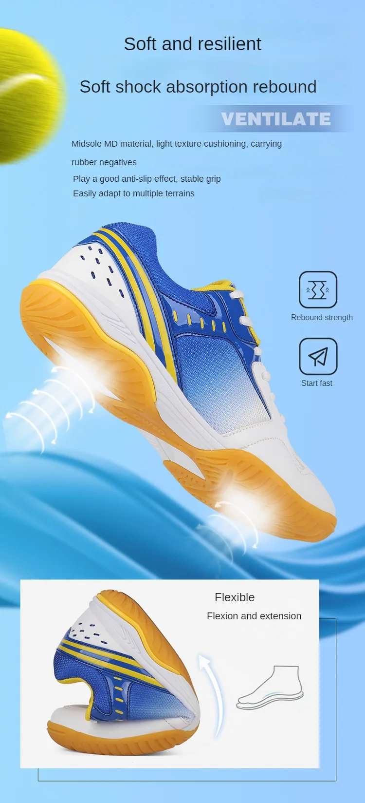 Description Picture 4 of itemMen's Tennis Shoes Women's Breathable Badminton Volleyball Shoes Indoor Athletic Training Sneakers Table Tennis Shoe Couple