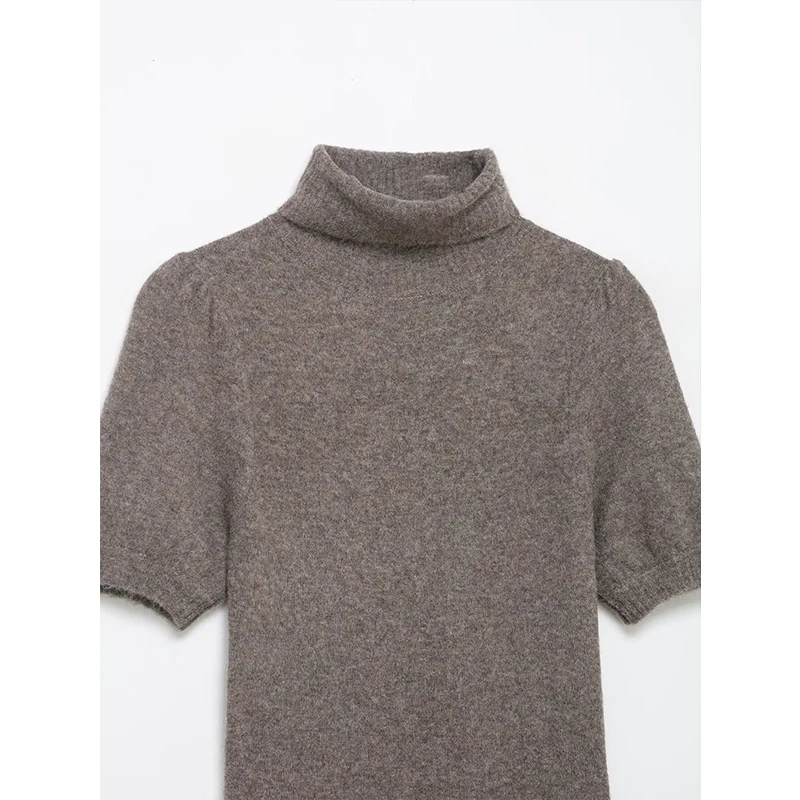 Women Knitted Mini Dress Spring Summer Short Sleeveless High Neck Women's Short Dresses Female Elastic Slim Sweater Dress