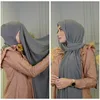 New Instant Hijab Muslim Women Heavy Chiffon Shawl With Elastic Jersey Inner Cap Headwrap 1