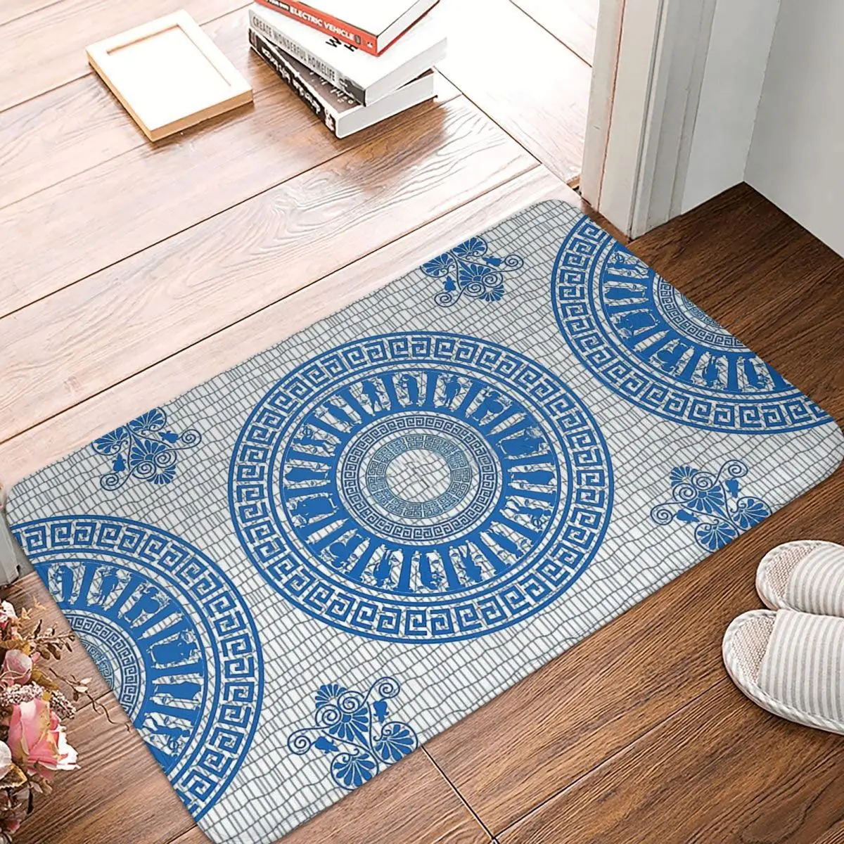 AncientGreekMythologyBathMatGodsPatternBlueVersionDoormat