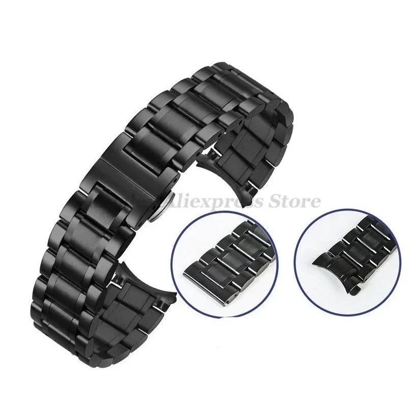 Sleek Stainless Steel Universal Watch Band with Curved End and Butterfly Clasp
