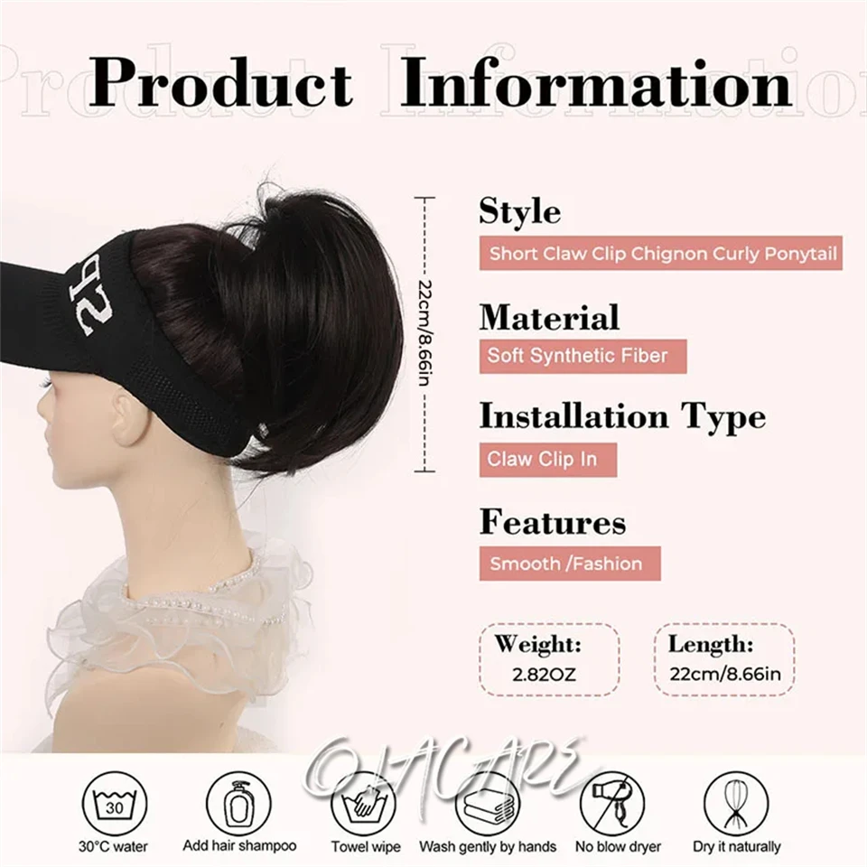 Synthetic Hair Claw Clip for Women Straight Short Ponytail