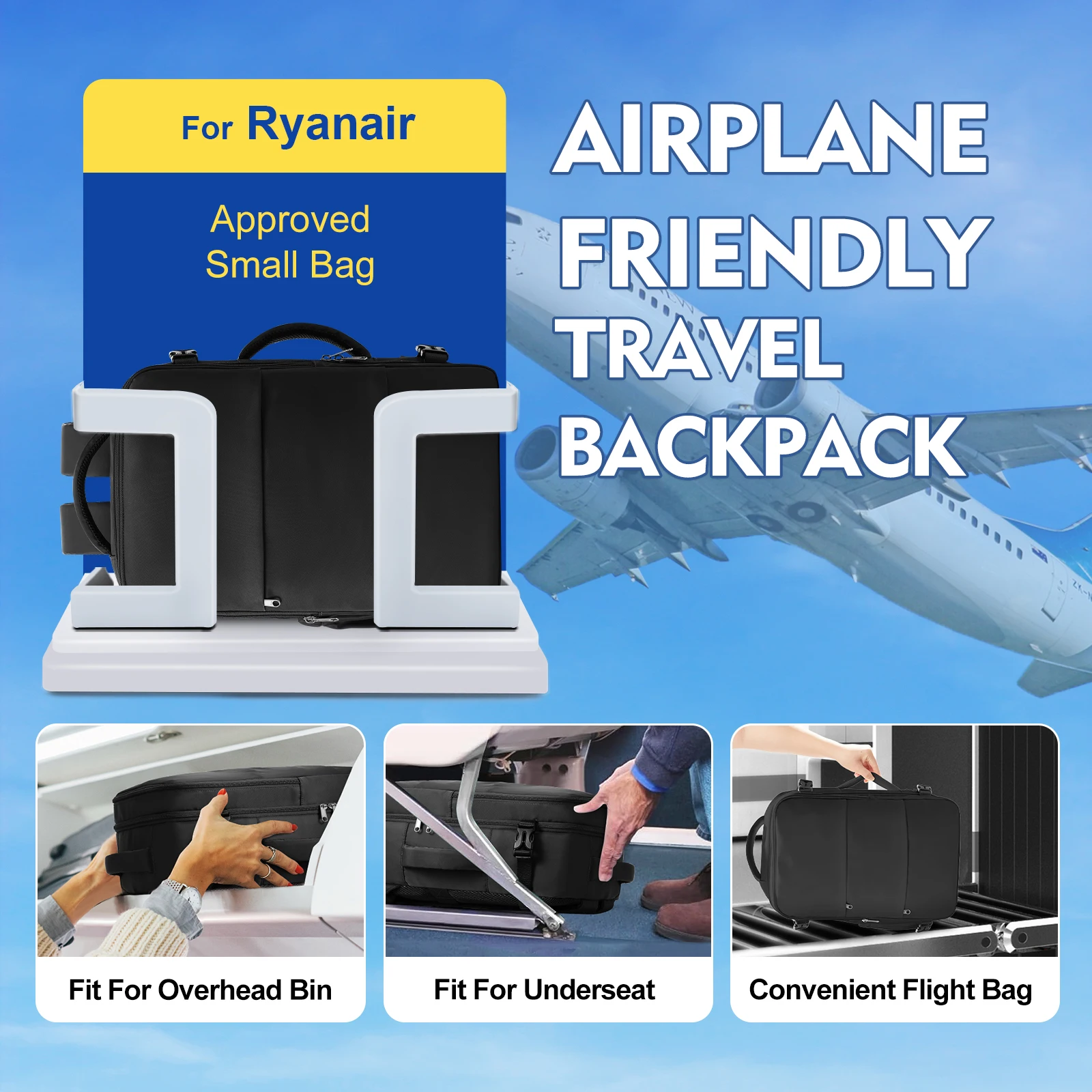 Large Capacity Travel Backpack Underseat Cabin Bags Carry-On Airplane Backpack, Work Bussiness Laptop Backpack Casual School Bag