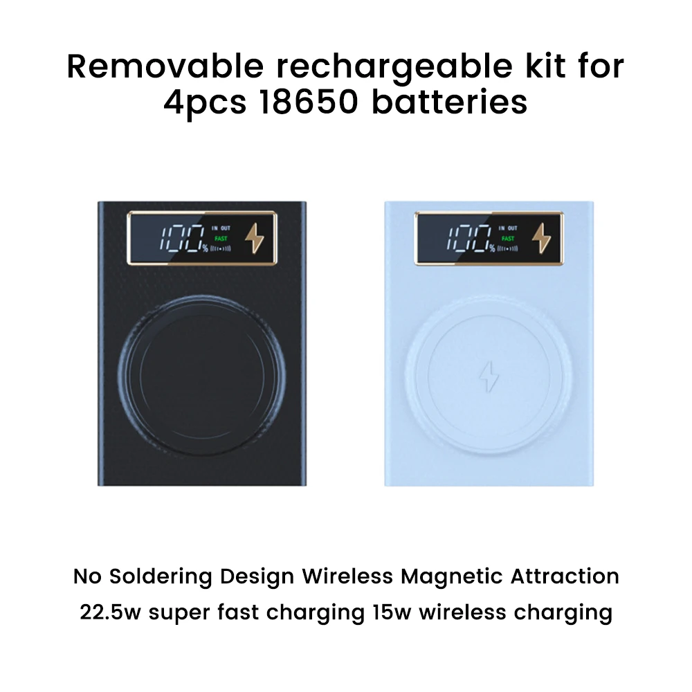 Kit Power Bank Fai Da Te 22.5W PD - Custodia Caricabatteria Per 8 Batterie 18650