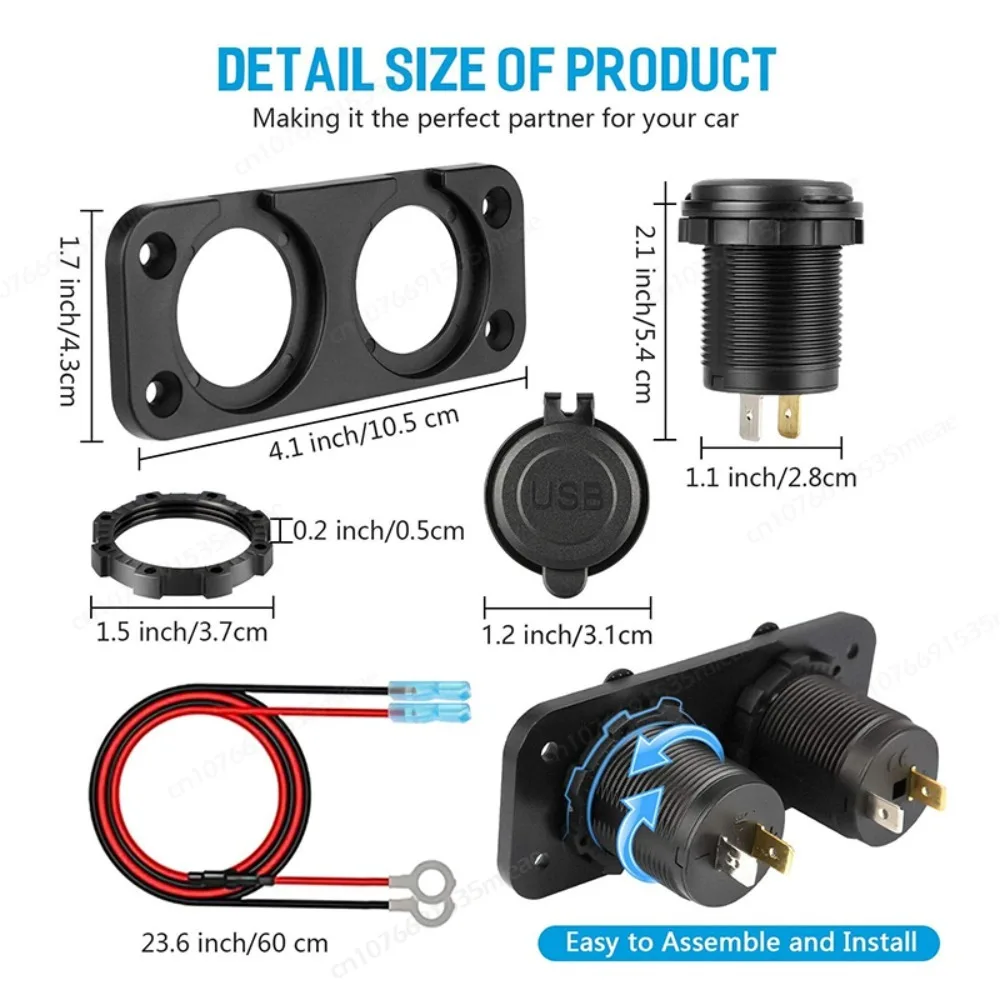 Presa caricatore auto camper doppia USB adattatore incasso accendisigari 5v