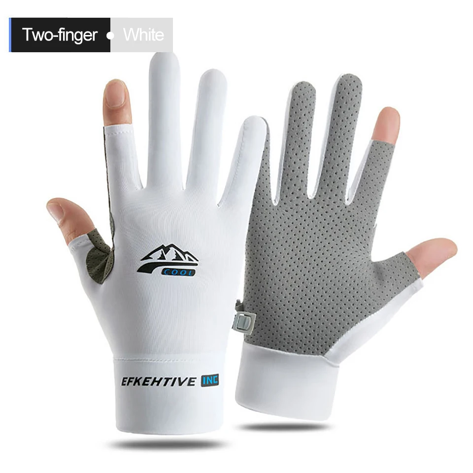 LOOGDEEL Fishing Sun Protection Gloves Ice Silk Sports Cycling Running Fishing Gloves Unisex Anti-slip Breathable Anti-UV Gloves