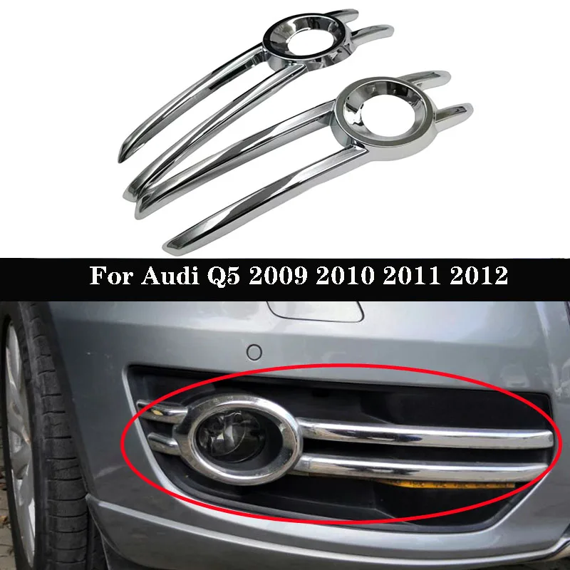 

2pcs Car Chrome Front Fog Light Frame Cover Trim For Audi Q3 2013 2014 2015 ABS Decoration Grille Exterior Strips