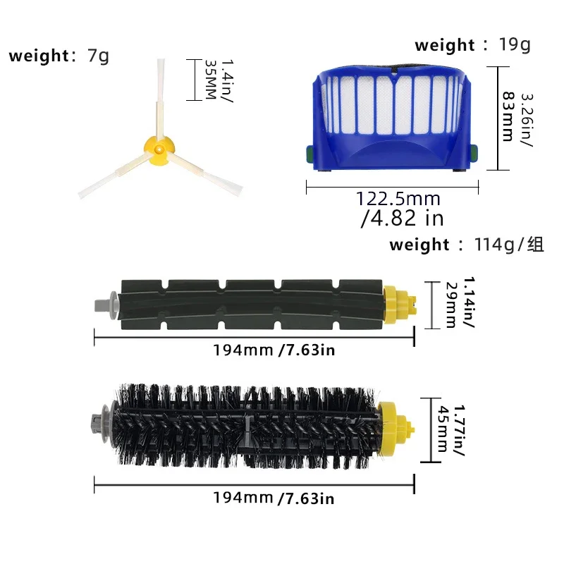 Advanced Vacuum Cleaner Replacement Kit with HEPA Filter and Main Side Brush
